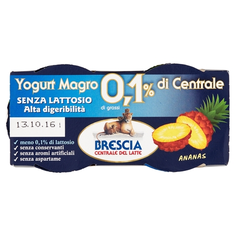 Yogurt Ananas 0.1% Grassi Senza Lattosio, 2x125 g